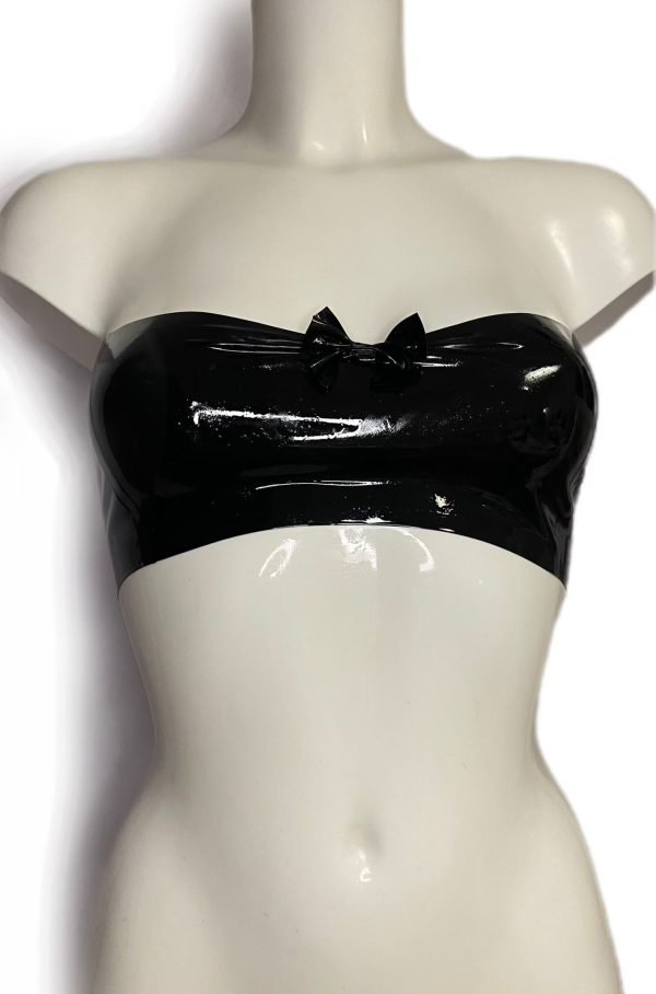 Pleated Heart Neck Bandeau Top With Bow - Image 5