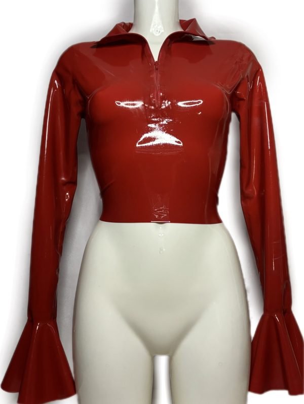 High Neck Top With Tight and Flying Sleeves - Image 2