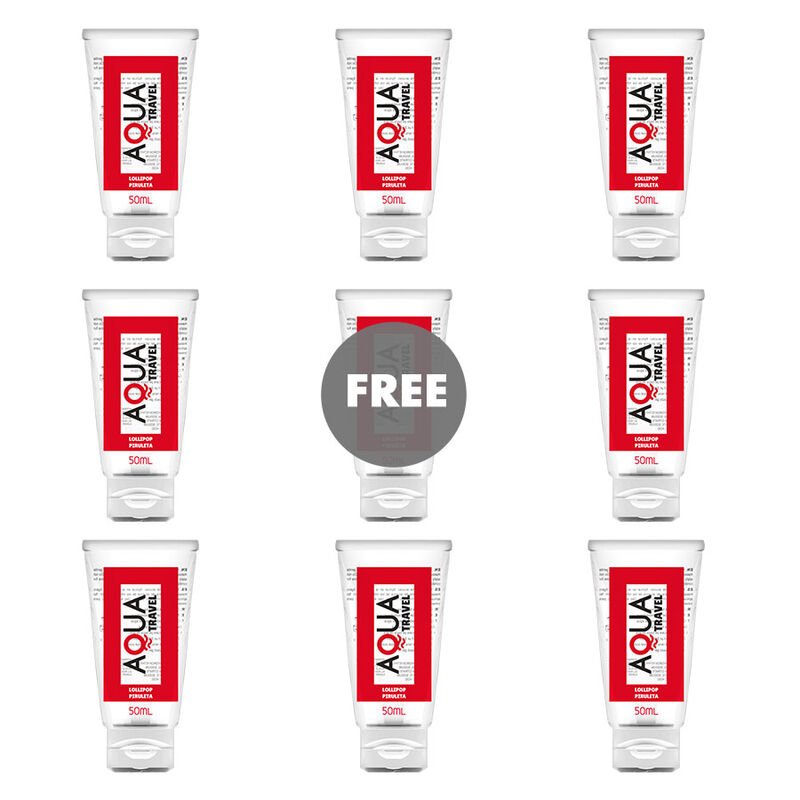 AQUA TRAVEL - LOLLIPOP FLAVOUR WATERBASED LUBRICANT - 50 ML 8+1 FREE