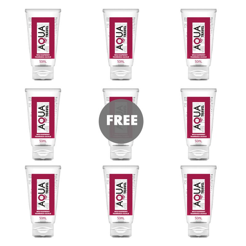 AQUA TRAVEL - WILD RASPBERRY FLAVOUR WATERBASED LUBRICANT - 50 ML 8+1 FREE