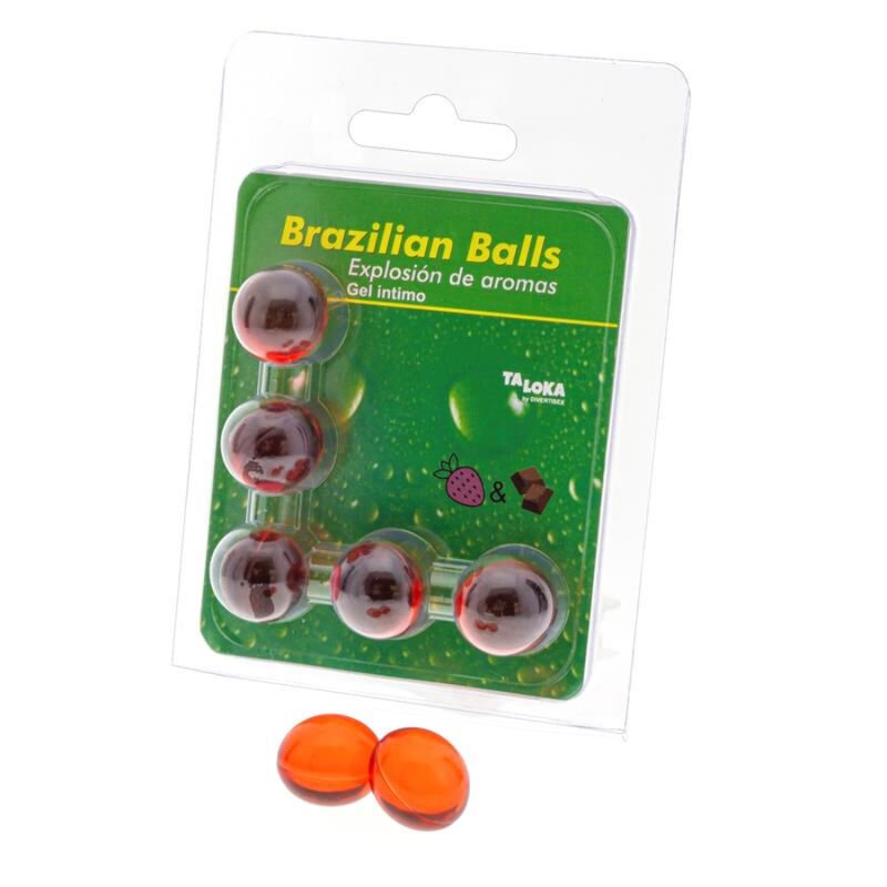 TALOKA - 5 BRAZILIAN BALLS STRAWBERRY  CHOCOLATE INTIMATE GEL