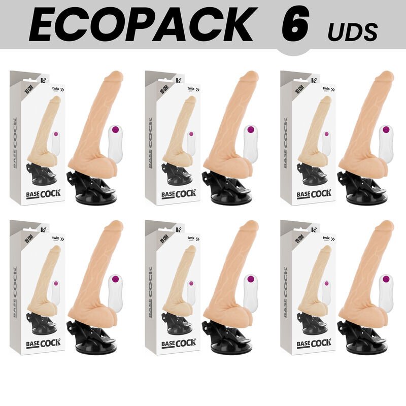 ECOPACK 6 UNITS - BASECOCK REALISTIC VIBRATOR REMOTE CONTROL FLESH 19 CM -O- 4 CM