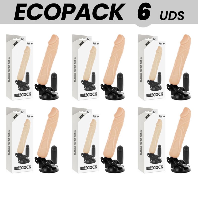 ECOPACK 6 UNITS - BASECOCK REALISTIC VIBRATOR REMOTE CONTROL FLESH 20 CM -O- 4 CM