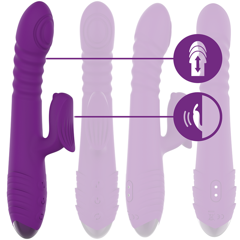 INTENSE - IGGY MULTIFUNCTION RECHARGEABLE VIBRATOR UP DOWN WITH CLITORAL STIMULATOR PURPLE - Image 2