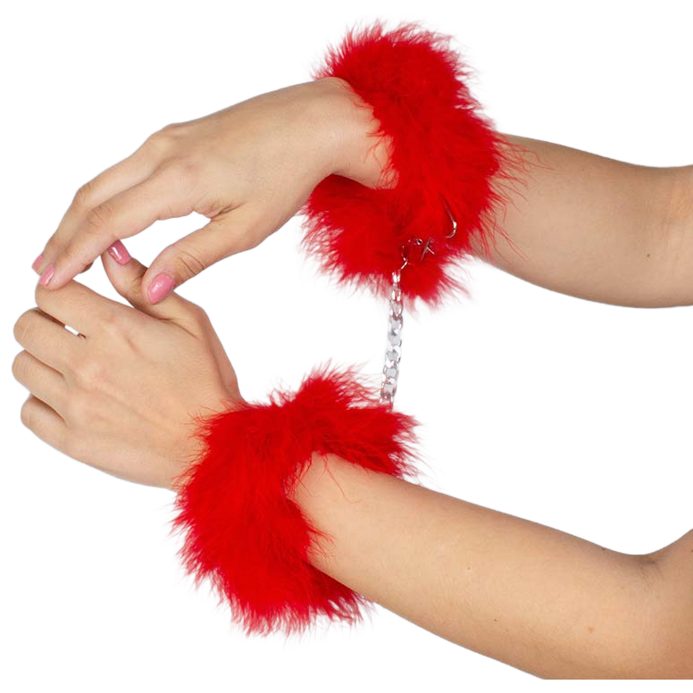 SECRETPLAY - RED MARABOU HANDCUFFS - Image 4