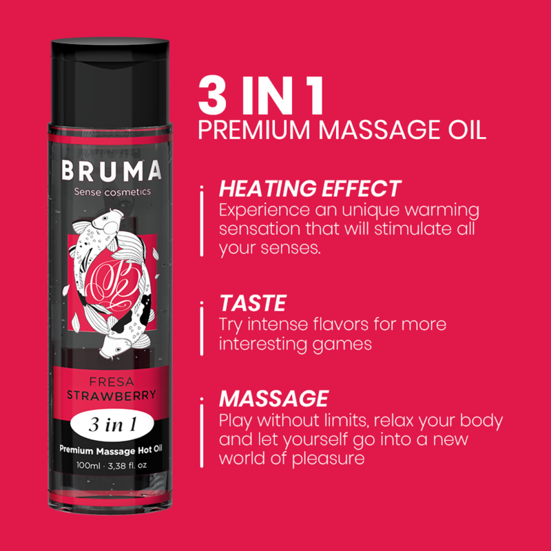 BRUMA - PREMIUM MASSAGE HOT OIL STRAWBERRY 3 IN 1 - 100 ML - Image 4