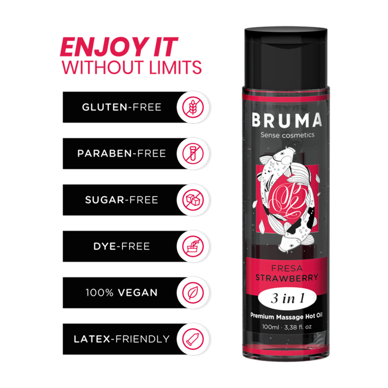 BRUMA - PREMIUM MASSAGE HOT OIL STRAWBERRY 3 IN 1 - 100 ML - Image 3