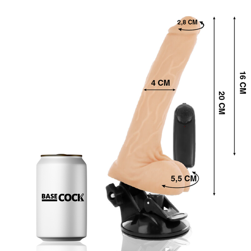BASECOCK - VIBRADOR REALÍSTICO CONTROL REMOTO NATURAL CON TESTÍCULOS 20 CM -O- 4 CM - Image 2