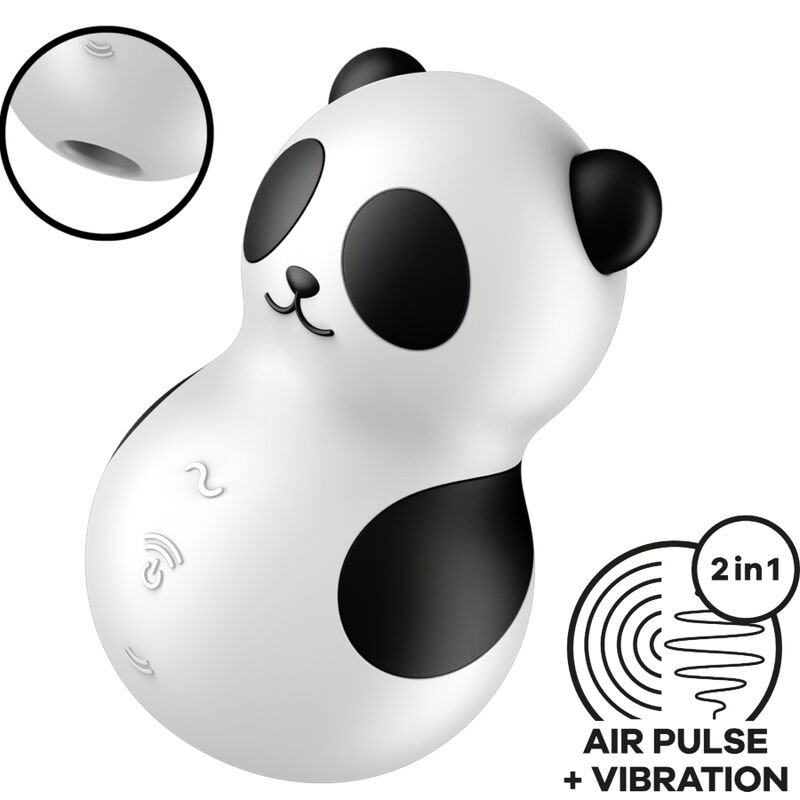 SATISFYER - POCKET PANDA STIMULATOR  VIBRATOR BLACK AND WHITE