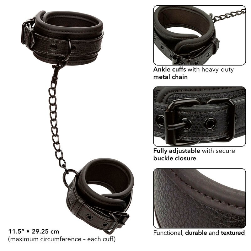 CALEXOTICS - NOCTURNAL ANKLE CUFFS LEATHER ADJUSTABLE BLACK - Image 4
