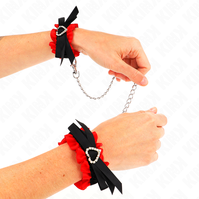 KINK - LACE ELASTIC WRIST RESTRAINTS RED HEART DETAILS ADJUSTABLE 22-35 CM - Image 3