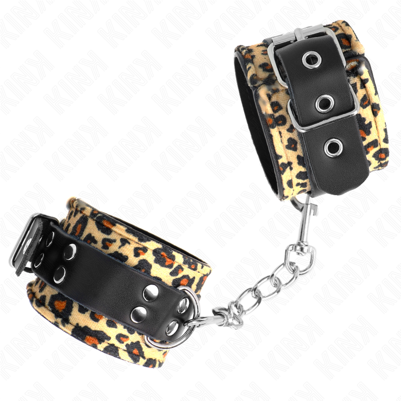 KINK - LEOPARD REAL LEATHER WRIST RESTRAINT ADJUSTABLE 18-29 CM X 5.5 CM - Image 2