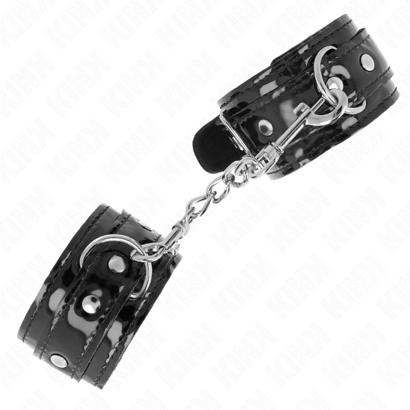 KINK - SHINY NEOPRENE WRIST CUFFS ADJUSTABLE 17-24 CM X 4.5 CM - Image 2