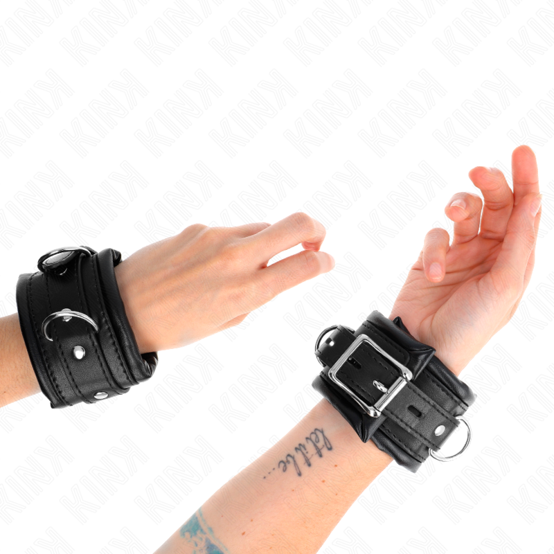 KINK - HEAVY WRIST RESTRAINTS WITH BLACK FUR LINED ADJUSTABLE 20-30 CM X 6 CM - Image 4