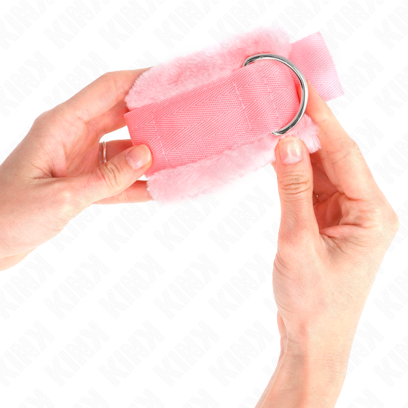 KINK - FURRY LINED WRIST RESTRAINTS PINK ADJUSTABLE 17-31 CM X 7 CM - Image 3