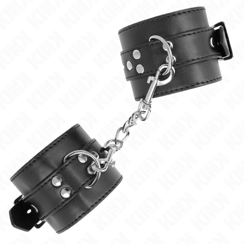 KINK - WRIST RESTRAINTS BLACK WITH BLACK BELT ADJUSTABLE 17-28 CM X 6 CM - Image 2