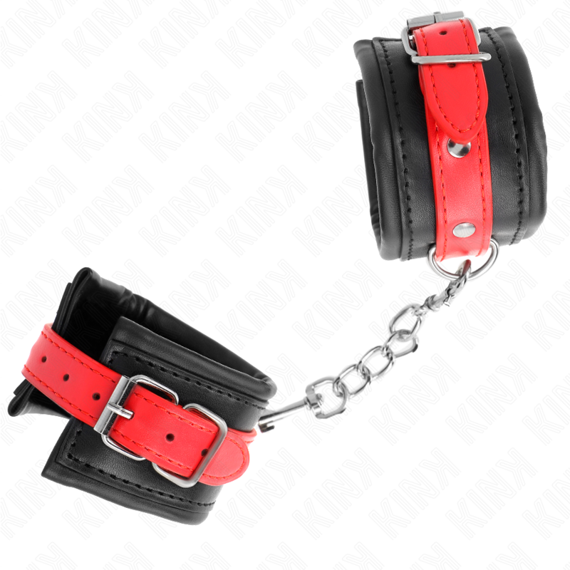 KINK - WRIST RESTRAINTS BLACK WITH RED BELT ADJUSTABLE 17-28 CM X 6 CM - Image 2