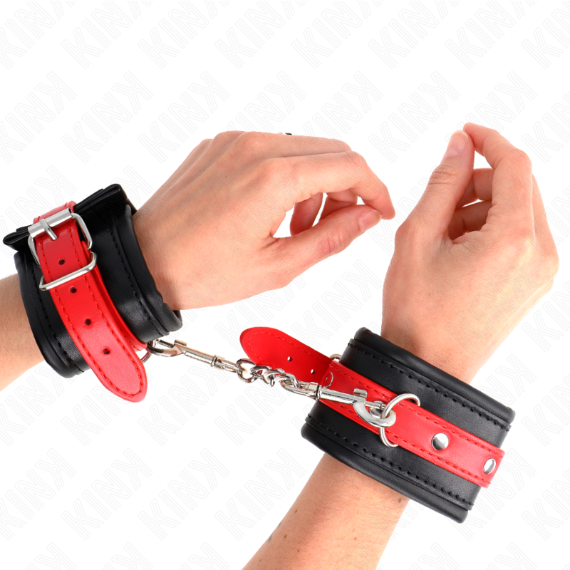 KINK - WRIST RESTRAINTS BLACK WITH RED BELT ADJUSTABLE 17-28 CM X 6 CM - Image 4