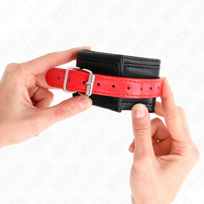 KINK - WRIST RESTRAINTS BLACK WITH RED BELT ADJUSTABLE 17-28 CM X 6 CM - Image 3