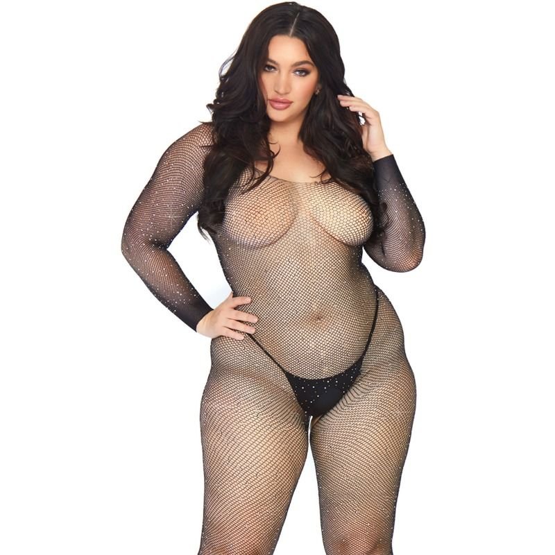 LEG AVENUE - CRYSTALIZED NET BODY STOCKING 1X-2X - Image 3