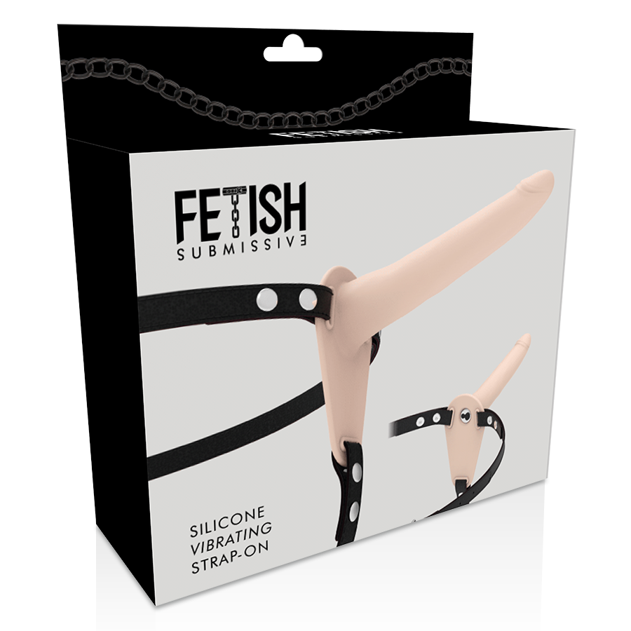 FETISH SUBMISSIVE HARNESS - FLESH SILICONE VIBRATOR 15 CM - Image 4